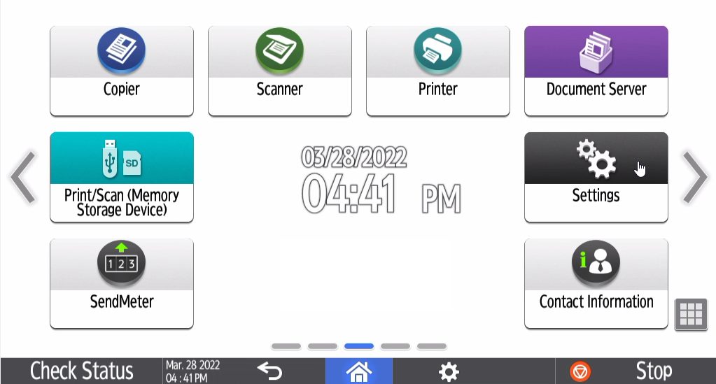 a screenshot of a lanier copier screen