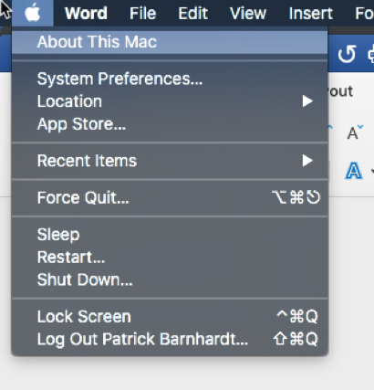 a mouse clicking the apple logo in the upper taskbar and showing the 
