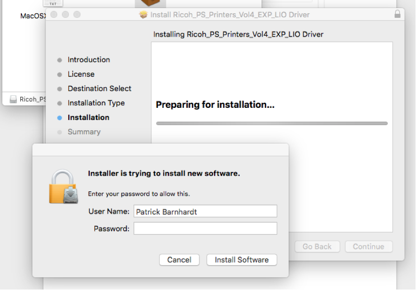  a screenshot of the driver installer asking for a password